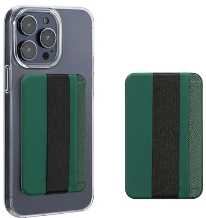 kwmobile 2X Stick-on Kartenhalter für Smartphones - Kunststoff Halter mit Halteband - 57 x 90 mm - Platz für bis zu 4 Karten - Dunkelgrün