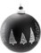 BRUBAKER Premium Weihnachtskugel Schwarz - Tannenbäume - 10 cm Baumkugel Matt und Handbemalt - Glas Weihnachtsbaumkugel mit Porzellan Topper - Christbaumschmuck Anhänger