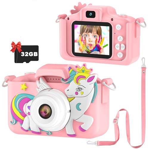 Kinderkamera, Pancellent Kinder Kamera 1080P 2,0-Zoll-Bildschirm Kamera Kinder mit 32GB-Karte Selfie Digitalkamera Kinder Fotoapparat Kinder für 3-12 Jahre Jungen und Mädchen Weihnachten Spielzeug