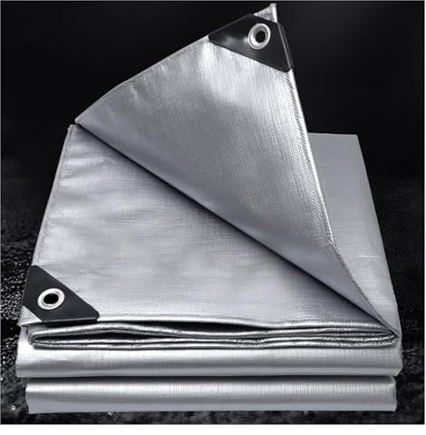 Gewebeplane mit Ösen Schutzplane Abdeckfolie Poolplane Holzplane LKW Plane Wasserdicht & Reißfest, 0.32mm für Gartenmöbel Holz Pool Trampolin Auto, Anpassbar blais (Color : Silver, Size : 8x8m)