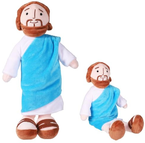 lasuroa Jesus Puppe, 32 cm Lächelndes Jesus Spielzeug Klassischer Retter Jesus Gefüllte Plüschpuppe Religiöse Christliche Puppen Geschenkdekoration für Partyzubehör, Ostern, Kann Stehen Oder Sitzen