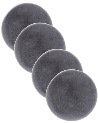 Astra Hochwertiger Kunstfell Teppich flauschig - Teppich Wohnzimmer - Hochflorteppich Lammfell Schaffell Accessoire - Dekofell 4er Set grau Rund Ø 35 cm