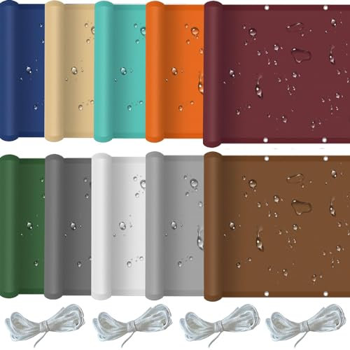 Sonnensegel Sonnenschutz, 3 x 7 m Premium PES Polyester, Sonnensegel,Schattentuch, inkl Befestigungsseile, für Balkon Terrasse Garten, Creme Farben
