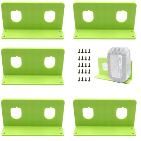 5Pack Plastic Battery Storage with 2 Slots,Battery Mount Organizer Compatible with Ryobi 18V | Battery Holder | Battery Storage | Wall Mount Brackets Compatible with Ryobi 18V Batteries with Screws