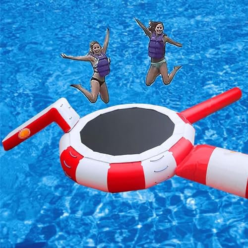 Hlixzoy Aufblasbares Wassertrampolin, Seetrampolin, Langlebiger Runder Schwimmender PVC-Hüpfburg, Wasserspielgeräte Für Erwachsene Und Kinder, Geeignet Für Seen, Schwimmbäder Und Stauseen,10ft