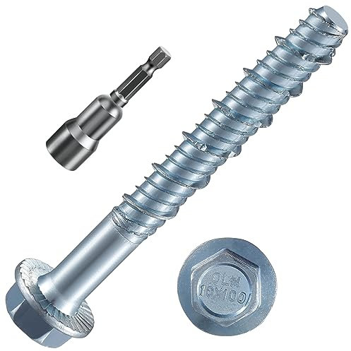 Wensilon 3/8 x 6 Zinc Plated Large Diameter Concrete Screw for Anchoring to Masonry, Brick or Block (10 per Box)