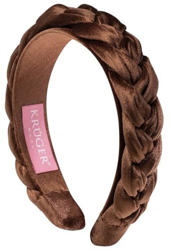 Krüger Dirndl Trachtenhaarreif | Samt-Haarreif geflochten | Damen (DE/NL/SE/PL, Alphanumerisch, Einheitsgröße, braun)