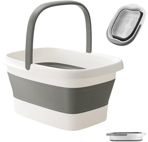 Collapsible Foot Bath Basin for Soaking Feet, Foot Soak Tub, Plastic Foot Bucket with Handles and Massage Acupoint for Pain Relief,Pedicure,Home Spa Treatment (white)