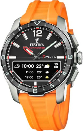 Festina Uhr Für Herren F23000/D Connected D Silber Titan Case OrangeSilikon Band