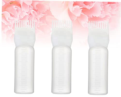 CRILSTYLEO 3piezas Botellas Aplicadoras De Teñido Para Cabello Con Peine De Coloración Con Para Salones De Peluquería Color Blanco