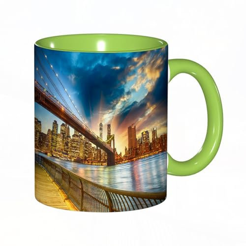 EKLMPS Coffee Mugs,11oz Ceramic Mugs, Funny Gifts for Women, Birthday Present,Christmas,Funny Mugs for Men,Manhattan, New York City. Spectacular Sunset City View