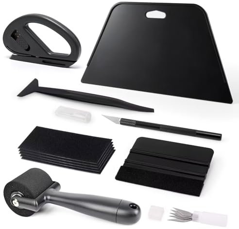 EHDIS Kit Carta da Parati con Rullo in Spugna, Raschietto per Pellicole, Coltello Artigianale e Lame, 8 pezzi - per Tutti i Tipi di Carta da Parati