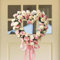 JOYWU Heart Shaped Rose Wreath,35cm Valentine’s Day Floral Wreath with Ribbons,Artificial Rose Flowers Wreath,Heart-Shaped Wreath for Front Door,Valentine’s Day Wedding Decoration (Pink)