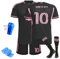 Fussball Trikot Kinder/Erwachsene Set, Nr.10 Fußball Training Skleidung，Schnell Trocknendes Atmungsaktives Fußballtrikot mit Fußball-T-Shirt (C, 146-152)