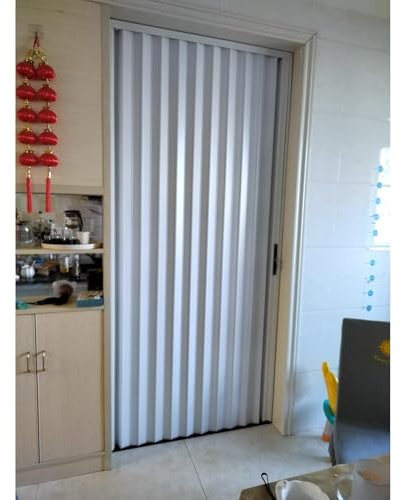 JLXJYS Bathroom Accordion Doors Interior with Lock, White Closet Doors Sliding Panels Sliding Door Room Divider/Privacy Screen Door, Alternative to Accordion Doors(66x80in/171x203cm)