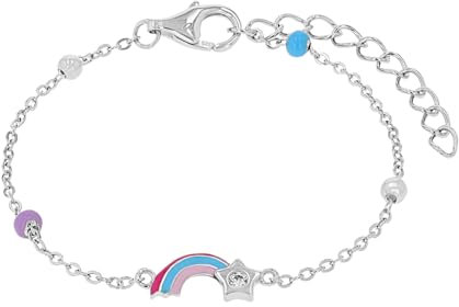 Prinzessin Lillifee Armband 925 Sterling Silber Mädchen Kinder Armschmuck, mit Zirkonia synth., 12+3 cm, Mehrfarbig, Sternschnuppe, Kommt in Schmuck Geschenk Box, 2039760