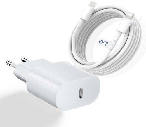 Chargeur Rapide pour iphone,2packs USB C Chargeur Certifié MFi avec 30W 6ft câble Compatible Chargeur Rapide PD3.0 USB C pour iPhone 14/Plus/Pro/Pro Max/13/12/11/XS/XS Max/XR/X