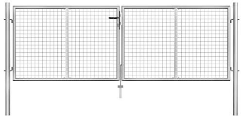 Xichuzi Gartentor, Gartentür, Gartentüren, Gartenzaun Tür, Zauntür, Zauntor, Flügeltore, Garten Türe, Verzinkter Stahl 306 x 125 cm Silbern