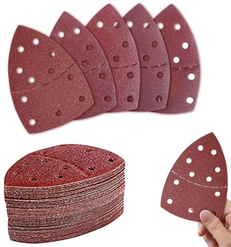 40 PCS Sanding Pads Mouse Sander Pad 8 Pcs Each Assorted 40/60/80/120/180 Grits Multi Tool Sanding Pads 11 Hole Hook and Loop Sanding Sheets for Wood Metal Plastic