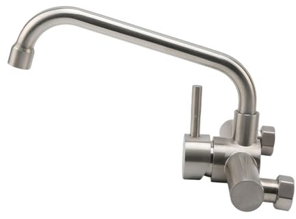 Spalivivre Grifo de Cocina de Pared, Grifería de Fregadero Giratorio a 360°, Grifo de Acero Inoxidable 304 Agua Fría Y Caliente