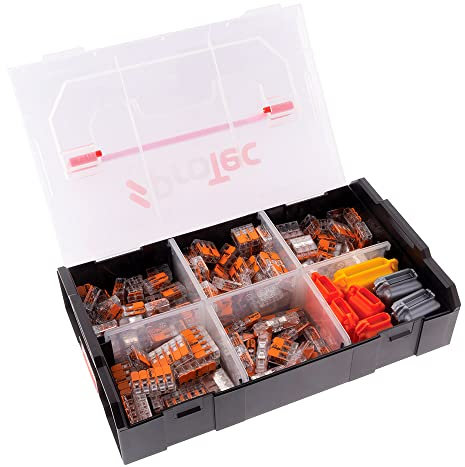 Koffer mit 150 Anschlussklemmen in Line S221 + 7 Gelbox Protec