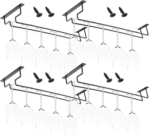 BEOIUCZZY 4 Stück Metall Weinglashalter, 40cm Gläserhalter zum Aufhängen, Metall Weinglashalter Hängend Stielglasregal unter Regal Gläserhalter zum Aufhängen für Bar Küche Pub Restaurant