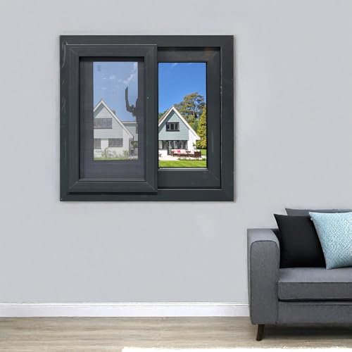 Ventana corredera de aluminio con pantalla y vidrio templado, repuesto resistente para sótanos, garajes, baños, cobertizos, graneros, 80 x 30 cm