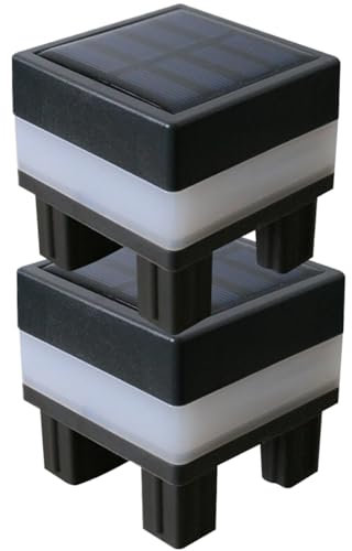EHOTER Solar-Pfostenkappen-Lichter, wasserdicht, Zaunpfosten, Solarleuchten, 2 Farben, Licht, Außendeck-Säulenkappen-Lampe für flache Oberflächen, Terrasse, Garten, Dekoration (2 Stück)