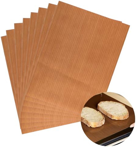 8PCS Reusable Baking Sheet 12x16 inch Teflon Oven Liner Heat Resistant BBQ | washable parchment, cooking bread biscuits, high temperature, sturdy surface, grill mat, eight pieces value pack