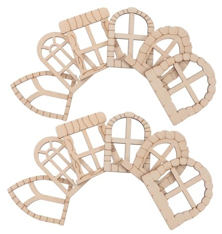 Set 25 Pezzi di Porte e Finestre in Legno Grezzo | Giardino, Progetti Creativi per Cortili, Finitura Kaki, Effetto Decorativo, Uso Versatile
