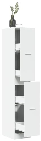Owoxanthellate Weißer Hochschrank 30x41x174,5 cm aus Holzwerkstoff, 4 Schubladen mit Metallschienen, 60 kg Gesamtbelastung, geräumiger Apothekerschrank für Küche Büro Flur