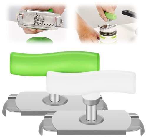 Edelstahl Dosenöffner Verstellbar – Glasöffner & Flaschenöffner Manuell für Schraubdeckel, Jar Opener Küchenhelfer für Gläser, Flaschen und Deckel, Praktisches Küchen Gadget (G+W)