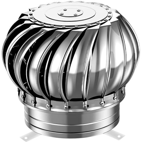 Ventilador de techo giratorio, rejillas de ventilación de turbina de acero inoxidable, ventilación de techo con tapa de turbinas eólicas de escape, ventilador de de aire del ático (tamaño