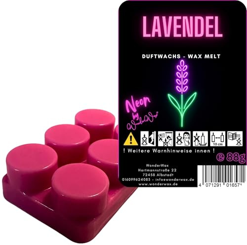 WonderWax Neon Duftriegel 6 x Duftwachs Kreise Wachsmelt Duftwachs Raumduft für Duftlampen Soja Wachs Melts Duftmelt Aroma Wellnes Kerzen Wärmer Wax Tarts Lavendel