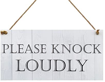 Red Ocean Please Knock Loudly Hanging Door Sign Plastic Contempary Wall Decorative Plaque