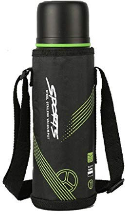 Termo matraz de acero inoxidable 1000ml 1l con tapa / aislamiento y correa 5 piezas 1 litro, para bebidas frías y calientes Mantiene el calor y el frío aún más tiempo gracias al termo matraz de aislam