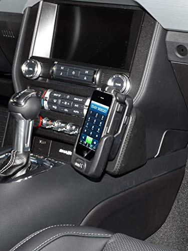 KUDA Handyhalterung passend für Ford Mustang VI ab 2014 - Telefonkonsole für Smartphones, Handy, Navi und mehr - Kunstlederkonsole, Schwarz, 095995