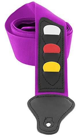 Purple Guitar Strap with Pick Holders