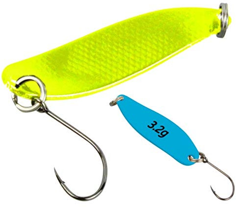 Fishing 5200111 Max FTM Trout Spoon Forellenhammer, UV-Schutz, 3,2 g, Gelb/Blau