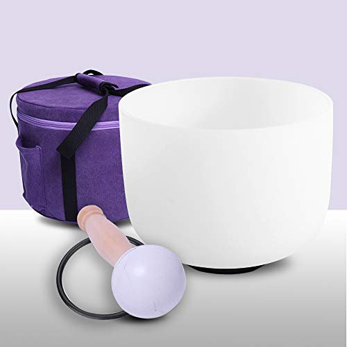 Bol de chant en cristal de quartz chakra avec coeur givré ENERGYSOUND 20 cm + sac en toile- Traitement thérapeutique du yoga (8 F)