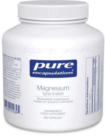 Pure Encapsulations Magnesium Glycinate 120mg, 180 Capsules | Reduces Tiredness & Supports Nervous System, 120mg Bioavailable Magnesium Glycinate Chelate, Hypoallergenic