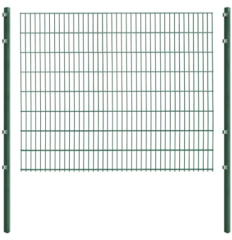 Doppelstabmattenzaun - Komplettset inkl. Pfosten und Montagematerial - Verschiedene Längen und Höhen – Grün oder Anthrazit (L 10 m | H 163 cm | Grün)