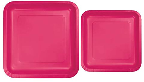 100 Count Square Pink Paper Plates | 50~9 Dinner Paper Plates | 50~7 Dessert Paper Plates | Pink Party Theme