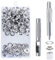 HO2NLE 203pcs Kit Ojetes Metalicos 14mm de Acero Inoxidable Ojales para Lonas con Herramienta de Ojetes Metal y Caja de Almacenamiento Ojetes Plateadas para Toldos Cuero Cortinas Banderas Carpas