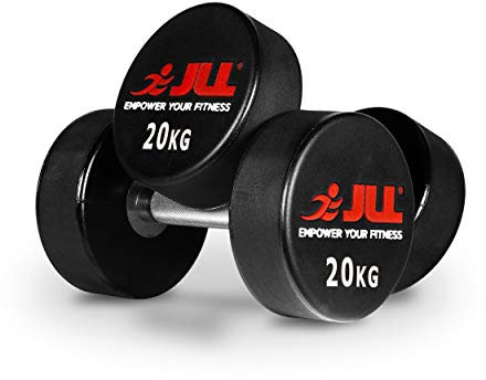JLL Anti Rip Rubber Dumbbells, Water Resistant PU Dumbbells, Fix Weight Fitneess,4-38KG Pairs for Gym Training(2x20kg)