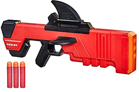 NERF Roblox MM2: Shark Seeker Dart Blaster, Haifischflossen-Grundierung, 3 Mega-Darts, Code zum Entsperren im Spiel Virtual Item
