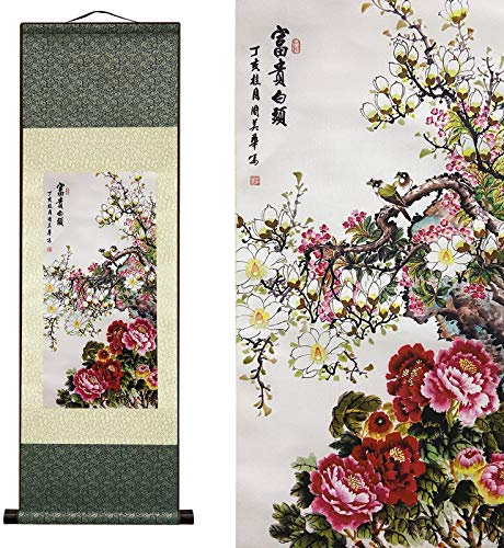 FOVNOT Orientalische Deko, Asiatisch Wand Dekor, SchöN Wall Decoration Wanddeko Schlafzimmer Wall Decoration Schriftrolle Wanddeko Wohnzimmer Wandbehang Deko Wand Wandtuch