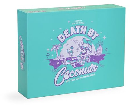 Bubblegum Stuff - Death by Coconuts - Bet Your Life To Finish First - Family Board Game - 250 Cards / 2-8 Players