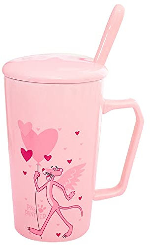 Taza de cerámica con cuchara y tapa con caja de regalo