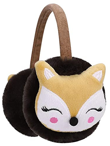 iNszkoos Cache-oreilles Chaud D'hiver pour Enfants Mignon en Renard Motif Peluche Couvre-Oreille Protection Oreille Moelleux en Fausse Fourrure Pliable Accessoire D'hiver pour Bébés Filles Garçons
